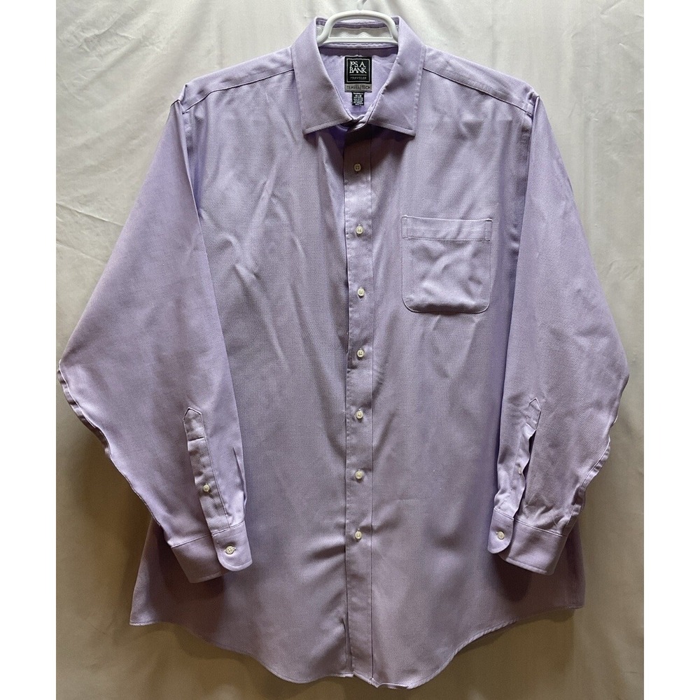 Men's Jos. A. Bank Travel‎ Tech Long Sleeve Tailored Dress Shirt Purple 18.5-36
